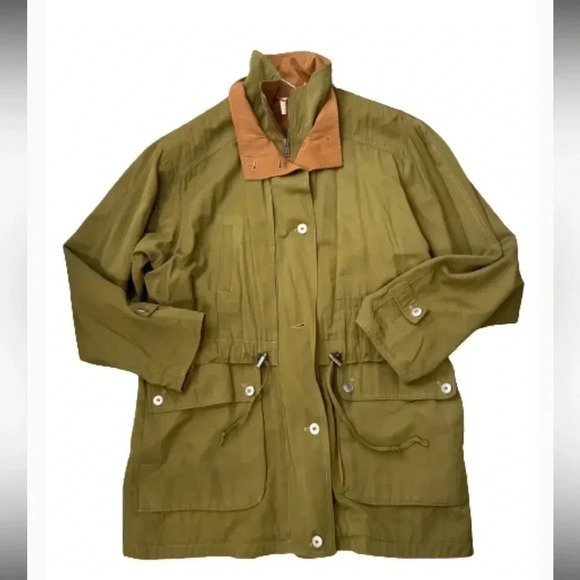 SAKS FIFTH AVENUE JACKET VINTAGE UTILITY CARGO BROWN GREEN POCKETS SIZE SMALL - Picture 1 of 11